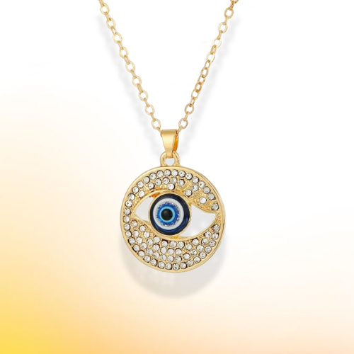 Evil Eye Hollow Gold Diamond Shape Locket