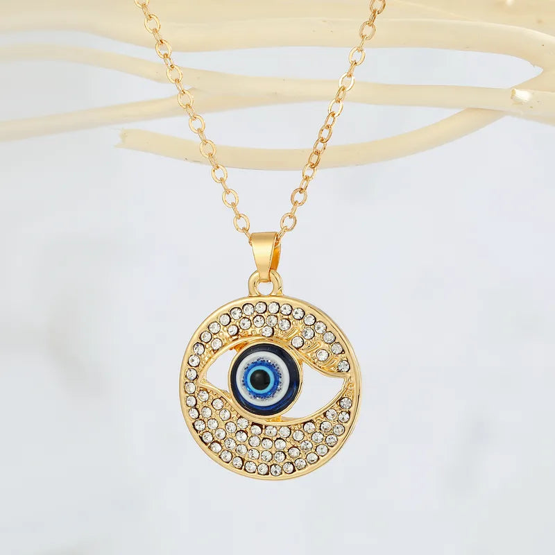 Evil Eye Hollow Gold Diamond Shape Locket